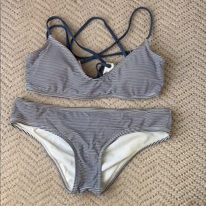 Blue and White striped bikini